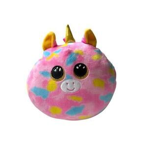 Ty Squish-A-Boos Plush Fantasia Pink Unicorn 10" Squishy Beanie Candy Color May8